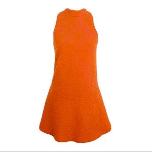 Abercrombie & Fitch Mock Neck Textured Mini Dress Sleeves Orange Sz S